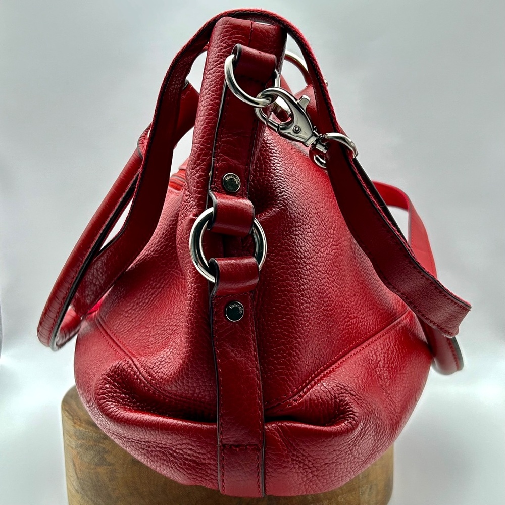 TIGNANELLO Red Pebble Leather Large 3 Way Convertible Satchel/Crossbody Bag EUC - Picture 13 of 13